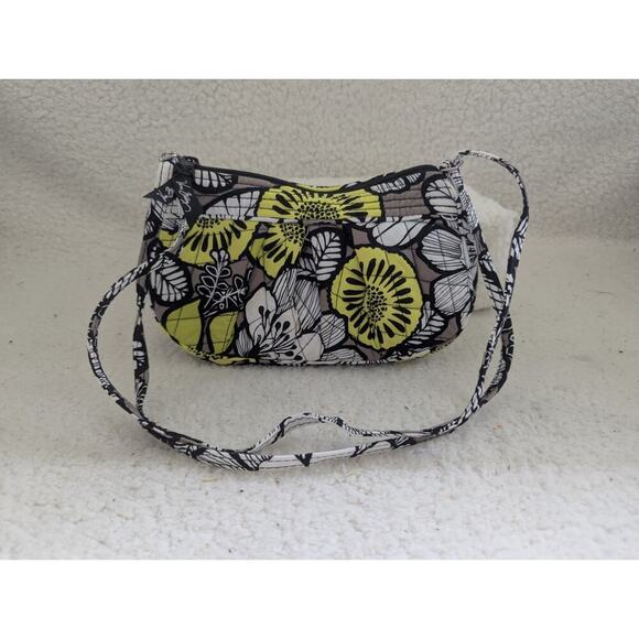 Vera Bradley Frannie Small Crossbody in "Citron" Pattern Yellow Gray White Black - Picture 2 of 11